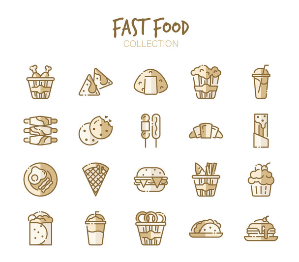Variety of fast food icons - Vektor, obrázek