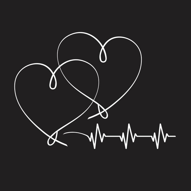 Línea de cardiología, corazón, vector, ilustración de fondo
 - Vector, Imagen