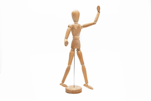 Wooden articulated mannequin body on white background - Photo, Image