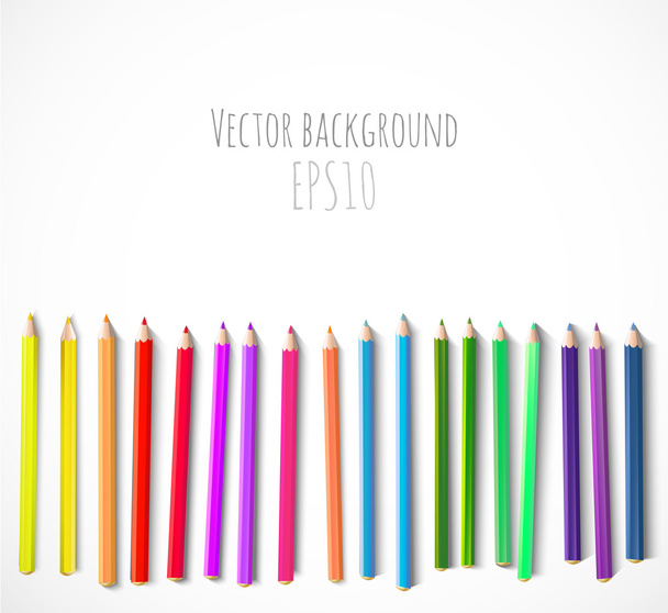 Lápices de color aislados sobre fondo blanco de cerca - Vector, imagen