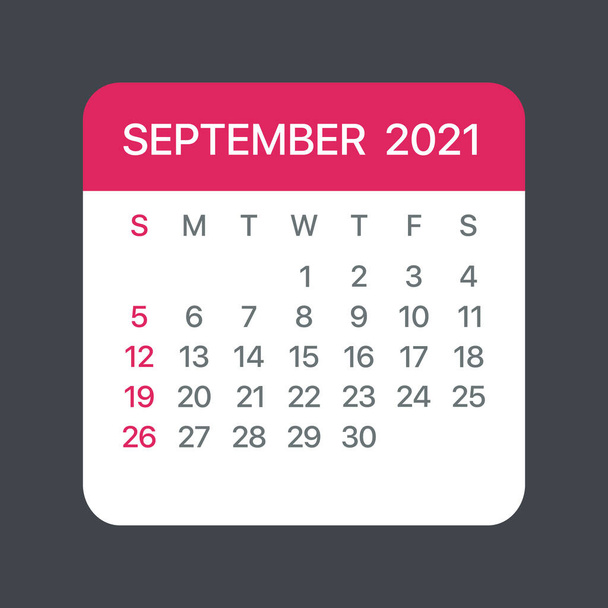 September 2021 Calendar Leaf - Vector template graphic Illustration - Vector, Image