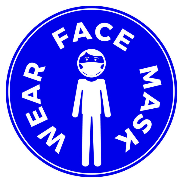 Indossare il segno maschera viso con il testo. Protezione contro l'epidemia di Coronavirus COVID-19. Illustrazione vettoriale
 - Vettoriali, immagini