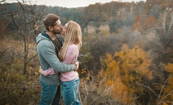 Hugs And Kisses Of Couple In Love Outdoors - Photo, Image