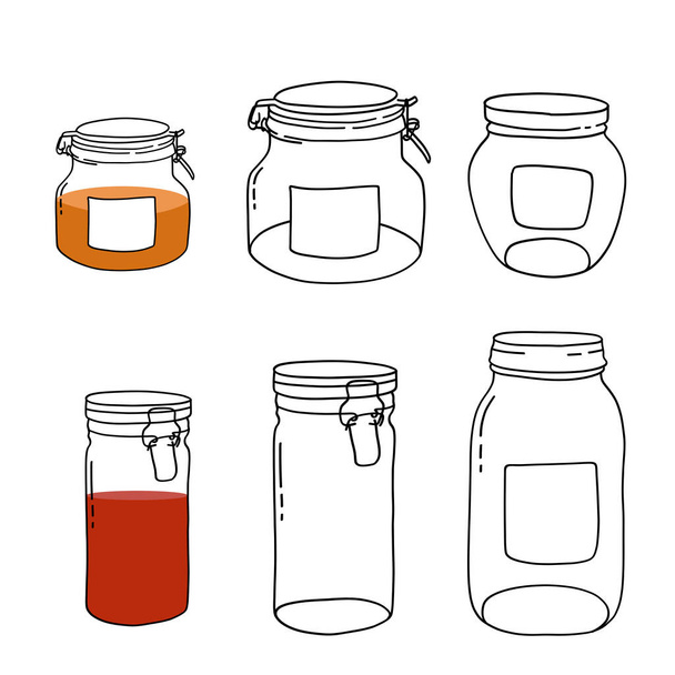 Hand drawn jar. Contour vector sketch. - Vector, Image