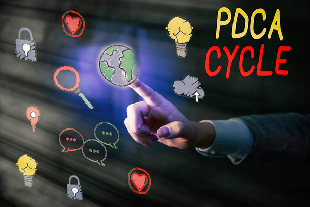 A Pdca Cycle-t ábrázoló levél. Üzleti fotó bemutatása használat ellenőrzésére és továbbfejlesztésére a folyamatok és termékek. - Fotó, kép
