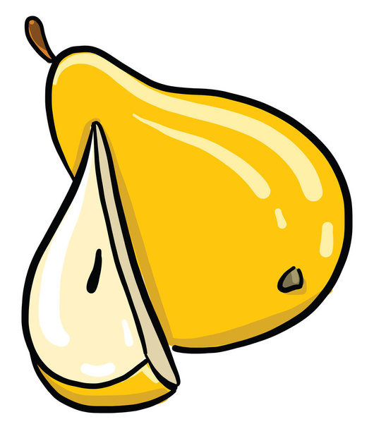 Yellow pear, illustration, vector on white background - Vetor, Imagem