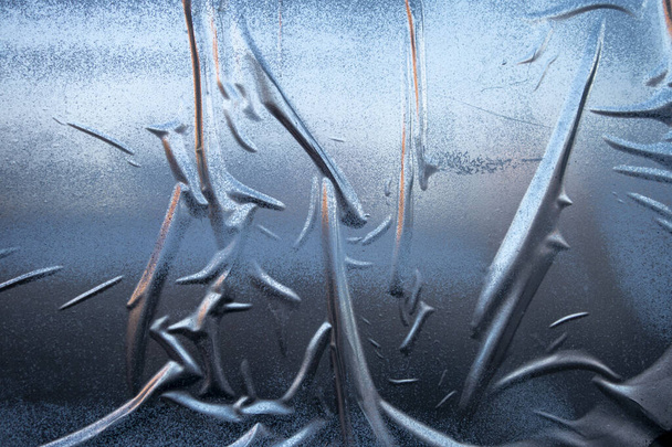uneven crinkly gued silver blue spray painted wall paper poster effect - Photo, Image