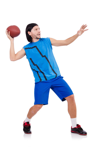 Young american football player on white - Photo, Image