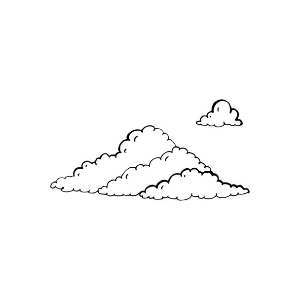 Vector cloud shapes collection. Hand draw illustration isolated on white background. - Vector, Image