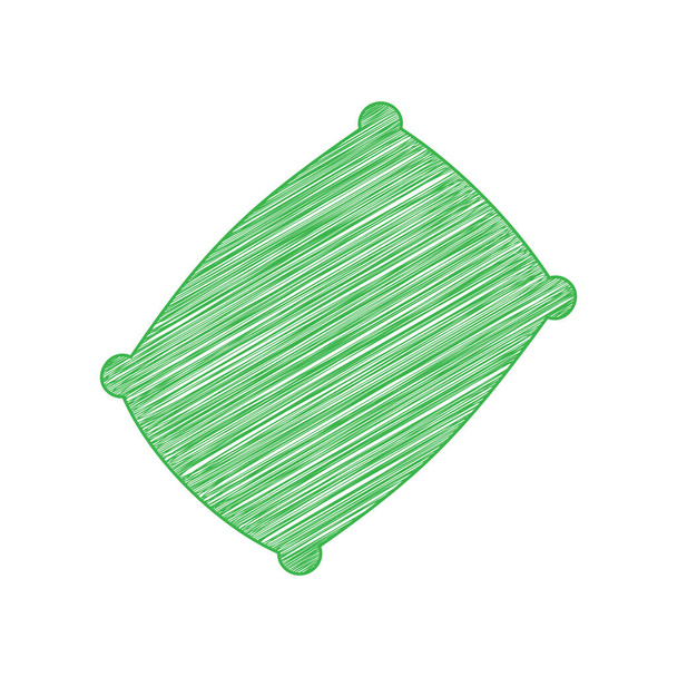 枕の看板イラスト。白い背景にしっかりとした輪郭を持つ緑のスクリブルアイコン. - ベクター画像