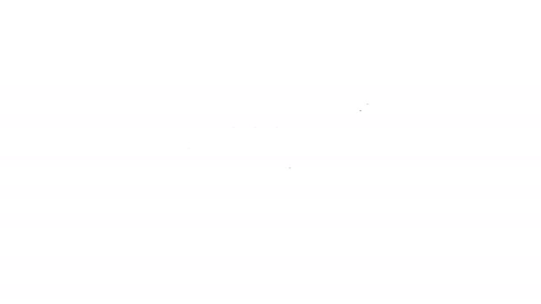 Línea negra Icono de trompeta de instrumento musical aislado sobre fondo blanco. Animación gráfica de vídeo 4K - Metraje, vídeo