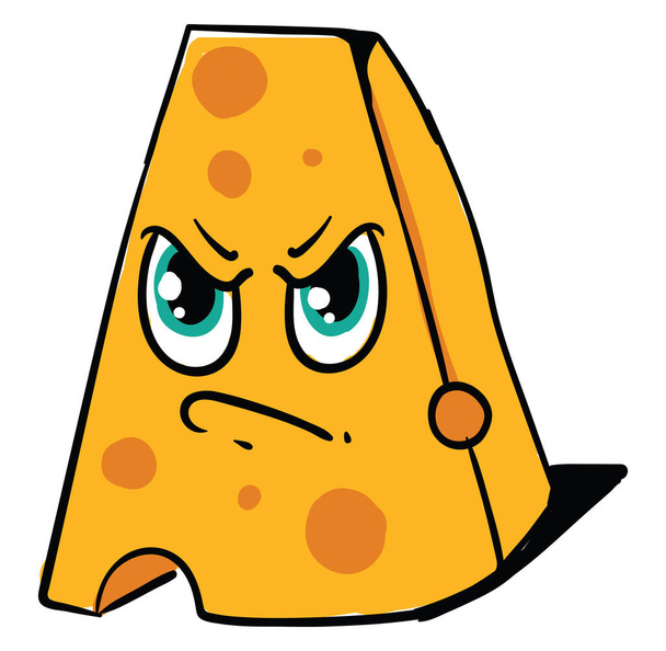 Angry cheese, illustration, vector on white background - Wektor, obraz
