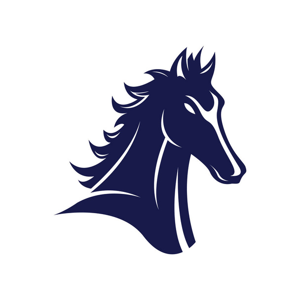 czarny ogier koń głowa logo wektor symbol sylwetka czarny koń ilustracja projekt - Wektor, obraz