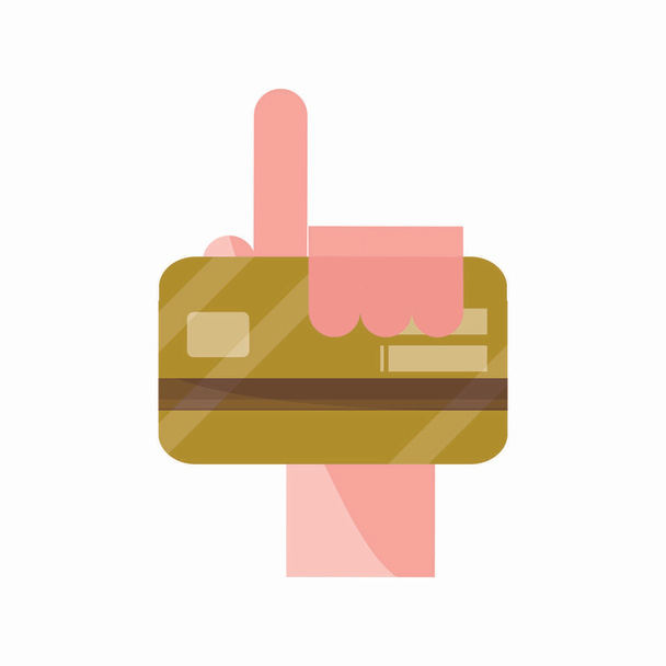 онлайн-діяльність, банківська рука з банківською картою кредитна платіжна іконка плоского стилю
 - Вектор, зображення