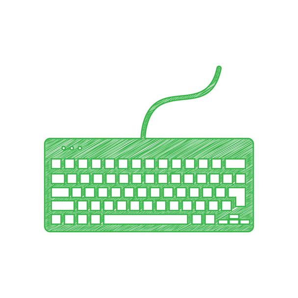 Tastiera semplice segno. Icona scarabocchiare verde con contorno solido su sfondo bianco
. - Vettoriali, immagini