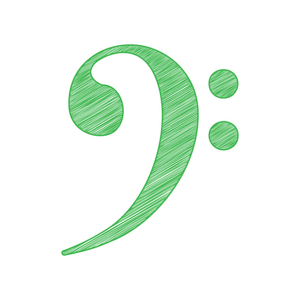 Ilustración del signo del cubo. Icono garabato verde con contorno sólido sobre fondo blanco
. - Vector, imagen