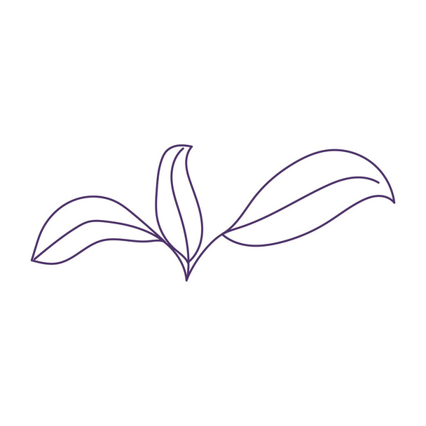 leaves foliage greeney vegetation plant isolated icon line style - Διάνυσμα, εικόνα