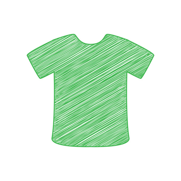 Sinal de t-shirt. Ícone bolha verde com contorno sólido no fundo branco
. - Vetor, Imagem