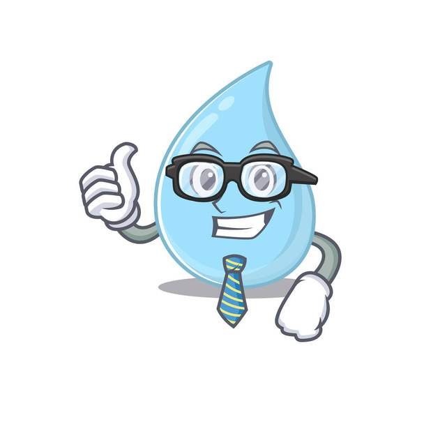 An elegant raindrop Businessman mascot design wearing glasses and tie. Vector illustration - Wektor, obraz