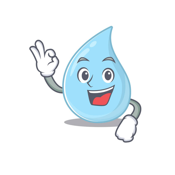 Raindrop mascot design style with an Okay gesture finger. Vector illustration - ベクター画像