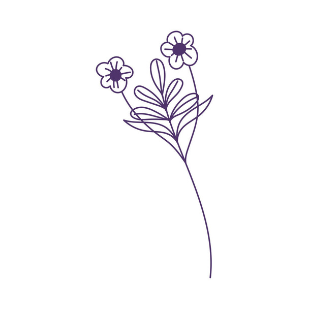 flower leaf stem botanical nature decoration isolated icon line style - Vettoriali, immagini