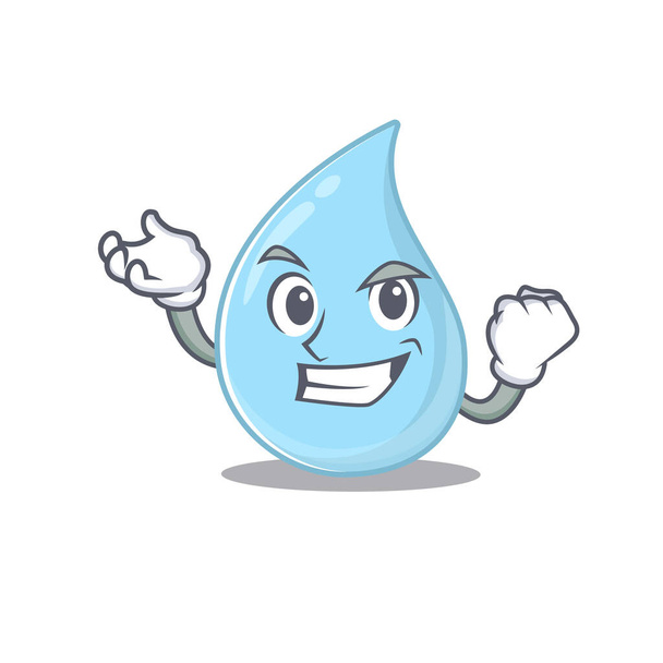 A dazzling raindrop mascot design concept with happy face. Vector illustration - ベクター画像