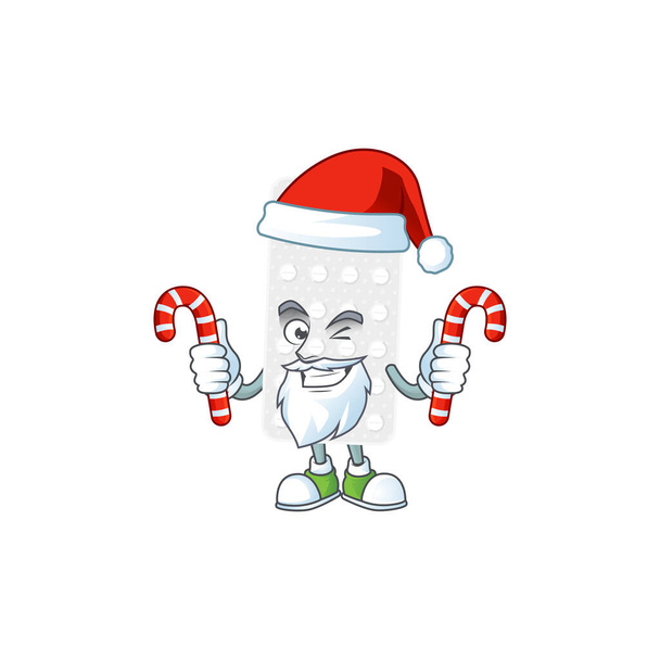 Comprimidos humilde personagem de Papai Noel Cartoon ter doces. Ilustração vetorial
 - Vetor, Imagem