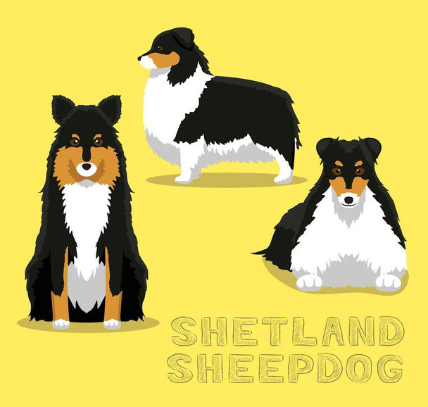 犬のシェトランドシープドッグ漫画ベクトルイラスト - ベクター画像
