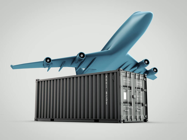 Air cargo concept 3d illustration, clipping path included - Photo, Image