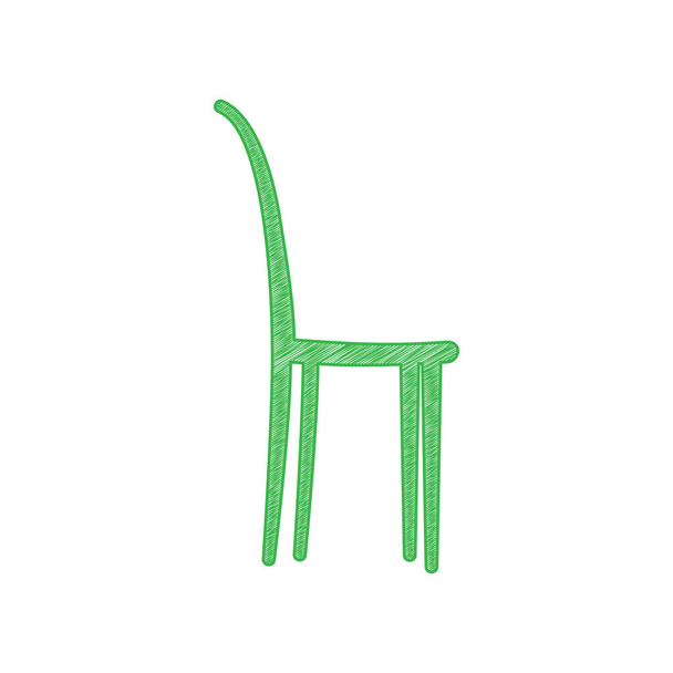 Иллюстрация кресла. Зеленый каракуль икона с твердым контуром на белом фоне
. - Вектор,изображение