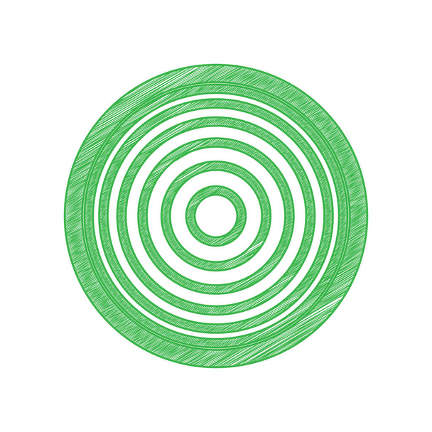 Meridians from top view. Green scribble Icon with solid contour on white background. - Vector, Image