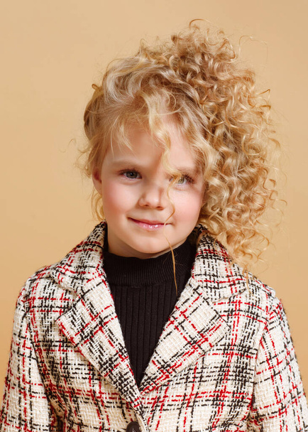 portrait of little model girl in studio - Фото, зображення