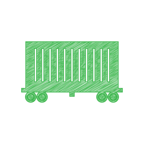 Vrachtwagenbord. Groene krabbel pictogram met solide contour op witte achtergrond. - Vector, afbeelding
