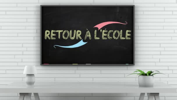 4K Blackboard with Back to School French Κείμενο 1 - Πλάνα, βίντεο