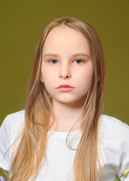 portrait of little model girl in studio - Foto, Imagem