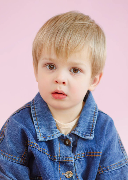 portrait of little model boy in studio - Foto, Imagen
