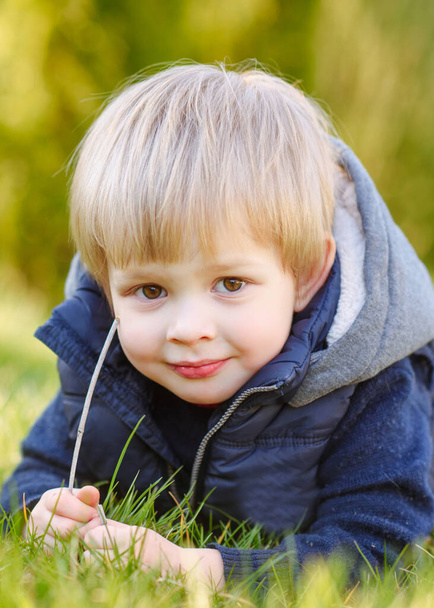 portrait of little model boy in nature - Foto, immagini