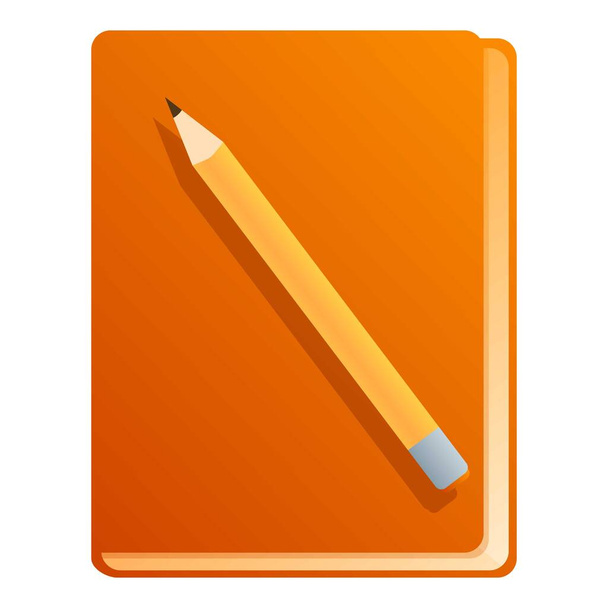 Notebook with pencil icon, cartoon style - Vector, Image