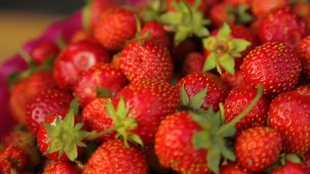 Strawberries in bowl in closeup - Footage, Video