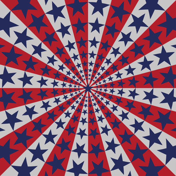 Amerikaanse vlag sunburst achtergrond met sterren en strepen symboliseren 4 juli onafhankelijkheid dag. Vector en illustratie - Vector, afbeelding