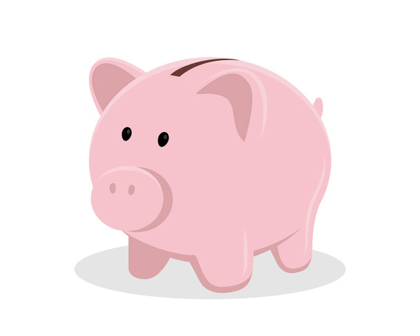 Pig piggy bank vector illustration isolated on white background, flat design. - Vector, Image