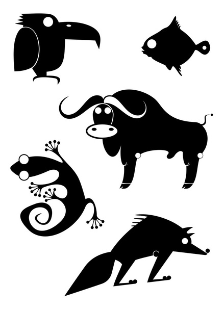 Art animal silhouettes collection for design - Vector, Imagen