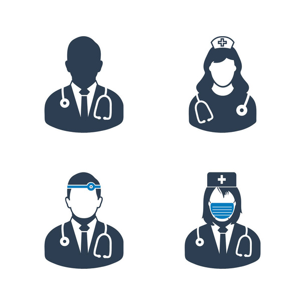 Arzt, Krankenschwester, Chirurg. Editierbare Vektor EPS Symbol Illustration.  - Vektor, Bild