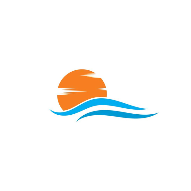 zon Logo met golven Pictogram Vector illustratie ontwerp - Vector, afbeelding