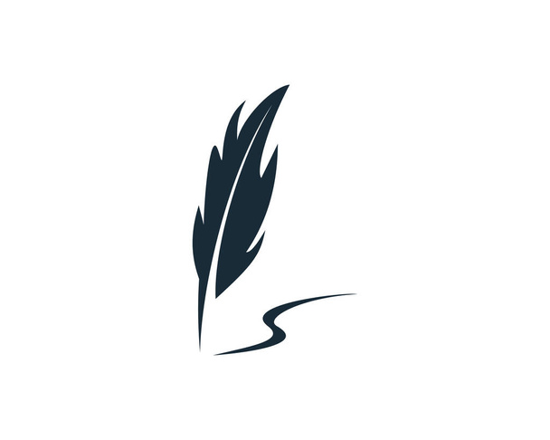 Feather Pen Icon Vector Logo Template Illustration Design - Vector, Image