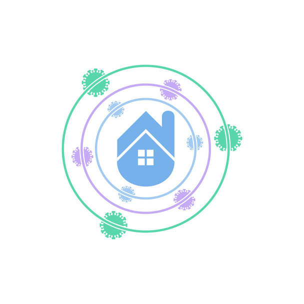 Stay Home Vector Illustrations, Stay At Home Virus Danger Outside the Home, Icon, Sign, Symbol, on white background. - Vector, Image