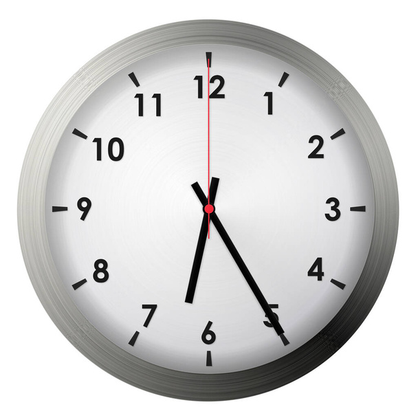 Analog metal wall clock isolated on white background. - Photo, Image