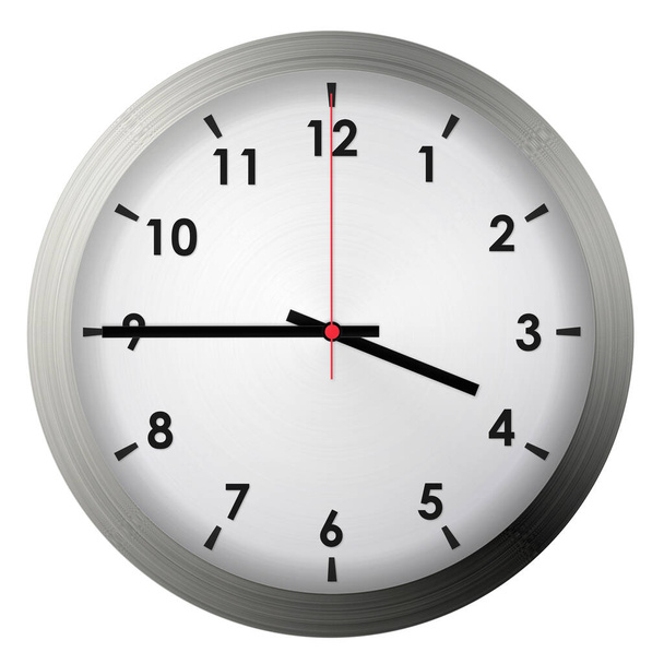 Analog metal wall clock isolated on white background. - Photo, Image