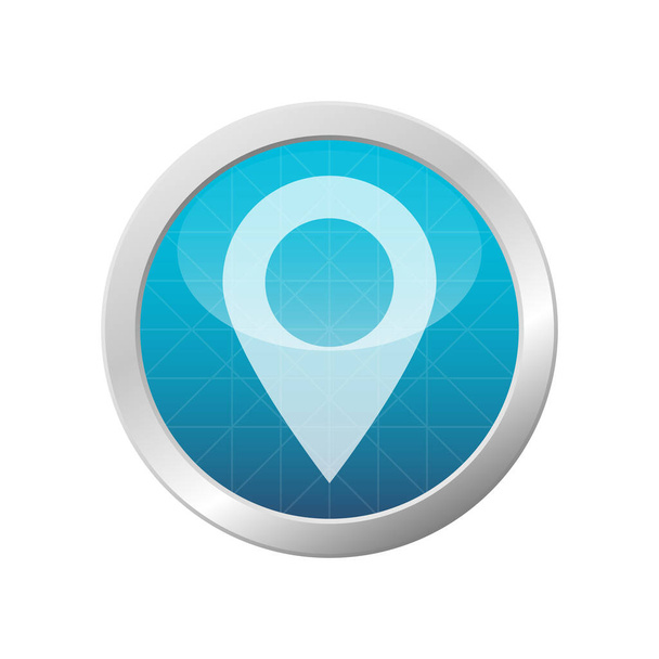 Standort-Pin-Symbol GPS-Zeiger Reisemarker Symbol hellblau glänzend Kreis-Taste Vektor-Illustration - Vektor, Bild