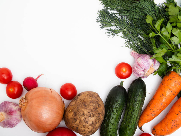 Assortment of fresh  vegetables on white background - Foto, imagen